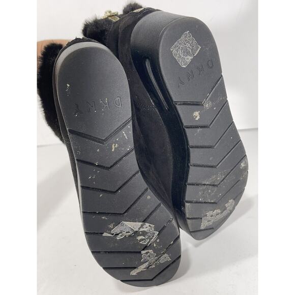 DKNY New Aron Wedge Bootie Black Womens Shoes Faux Fur 7 M Boots Used Once $150 - Picture 10 of 10